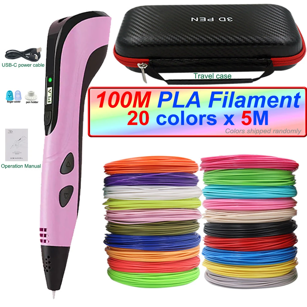 3d printing pen 3D Printing Pen Kit LCD Display Variable Speed PLA Filament Leather Bag European Power Adapter For Kids