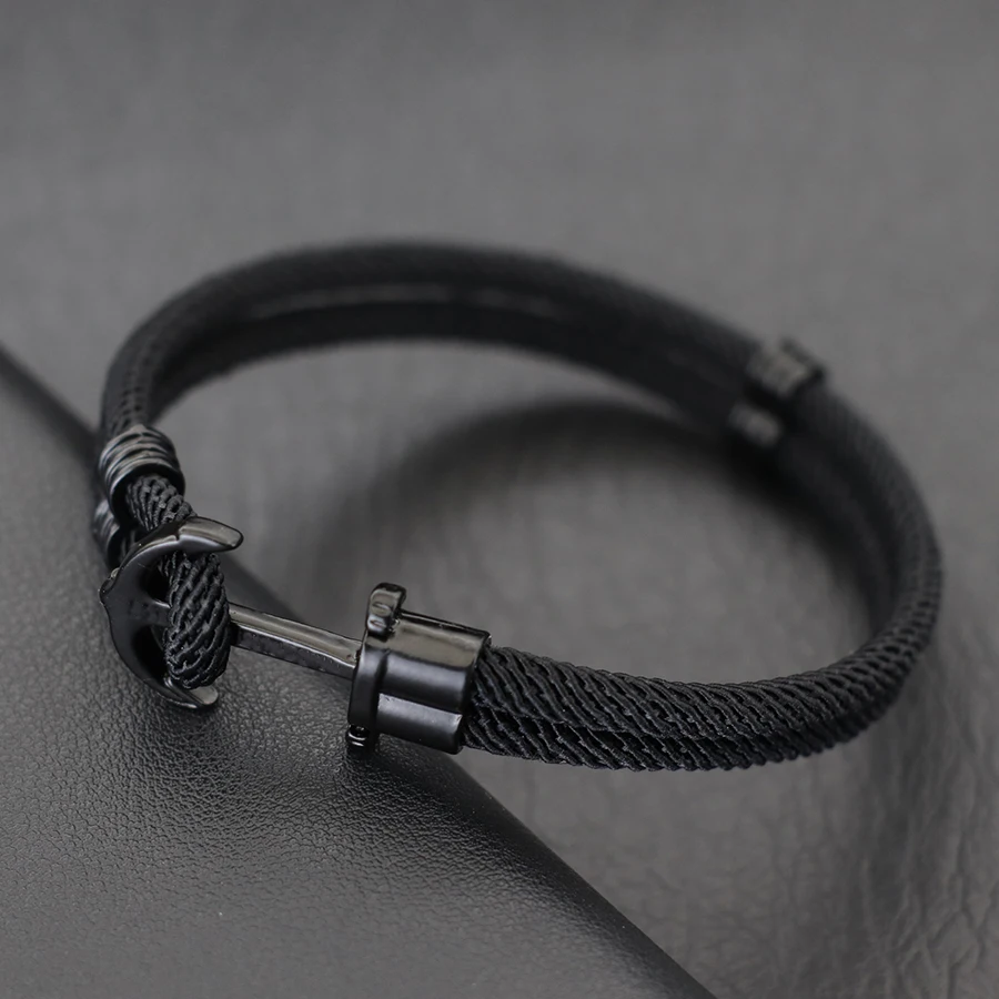 Marine Stil Anker Armband Für Männer Bilayer Nautischen Wrap Seil Armband Strand Surfer Schmuck Outdoor Survival Armband Hombre – Detail 10