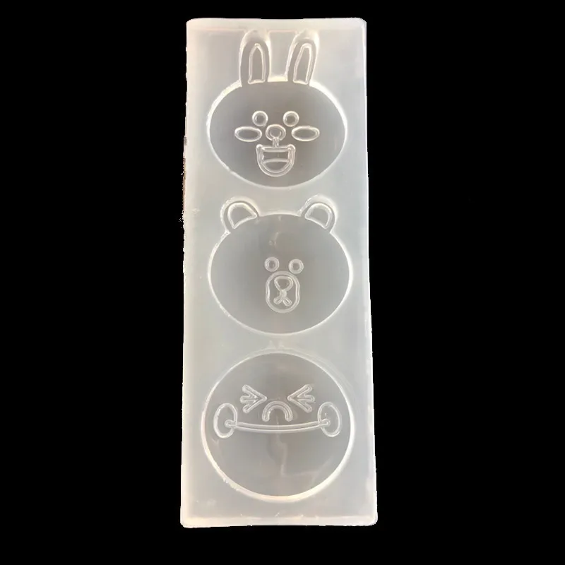 거울 에폭시 곰 머리 토끼 점토 퐁당 에폭시 몰드, 수제 DIY 몰드 16435