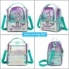 Lunch Bag for Kids Insulated Bag with Adjustable Strap High Capacity Lunchbox School Child Girls Mermaid Sequins Bento Bag 5