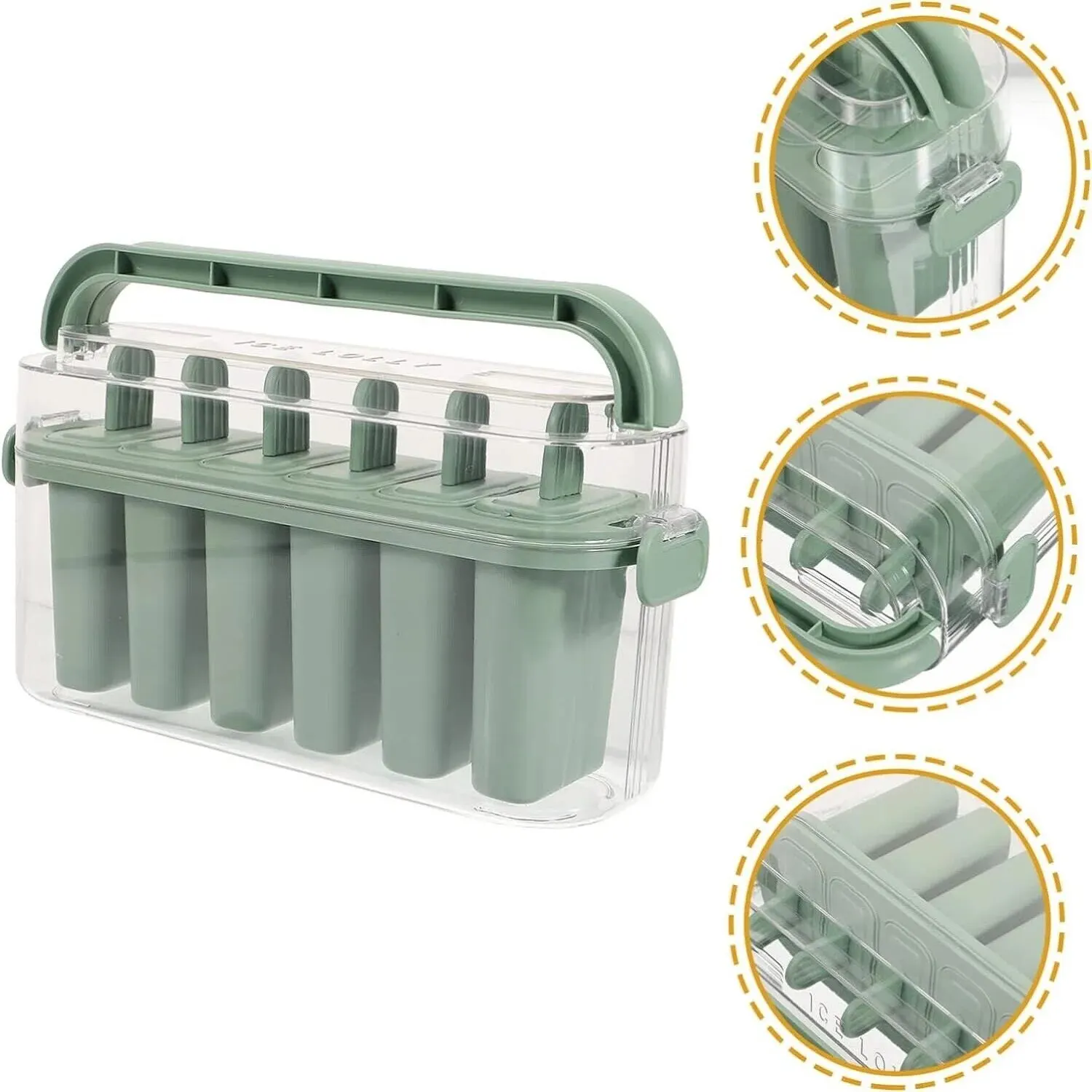 Ice Pop Maker Popsicle Mold (6 Molds )-Easy Homemade Popsicle Maker With Portable Container, Fill It.-Easy Remove Mold for ice mold,ice cream molds 1 Set