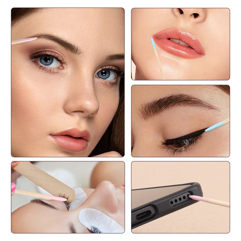 Description Picture 4 of item100Pcs Eyelash Extension Clean Makeup Brush Swab Lash Lift Glue Remover Applicators Beauty Microblading Cleaning Micro Brushes