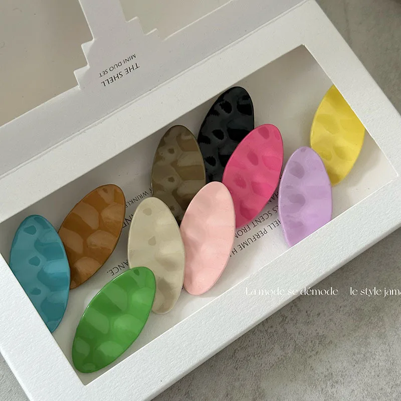 

New Cute Metal Hair Clips Small Barrettes Geometric Solid Color Hairpins Korean Ins Women Accessories Side Pins