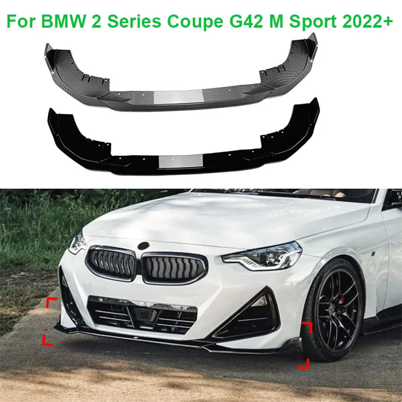 

Glossy ABS Car Lower Front Chin Bumper Lip Spoiler Splitter Diffuser guard Body Kits For BMW 2 Series Coupe G42 M Sport 2022+