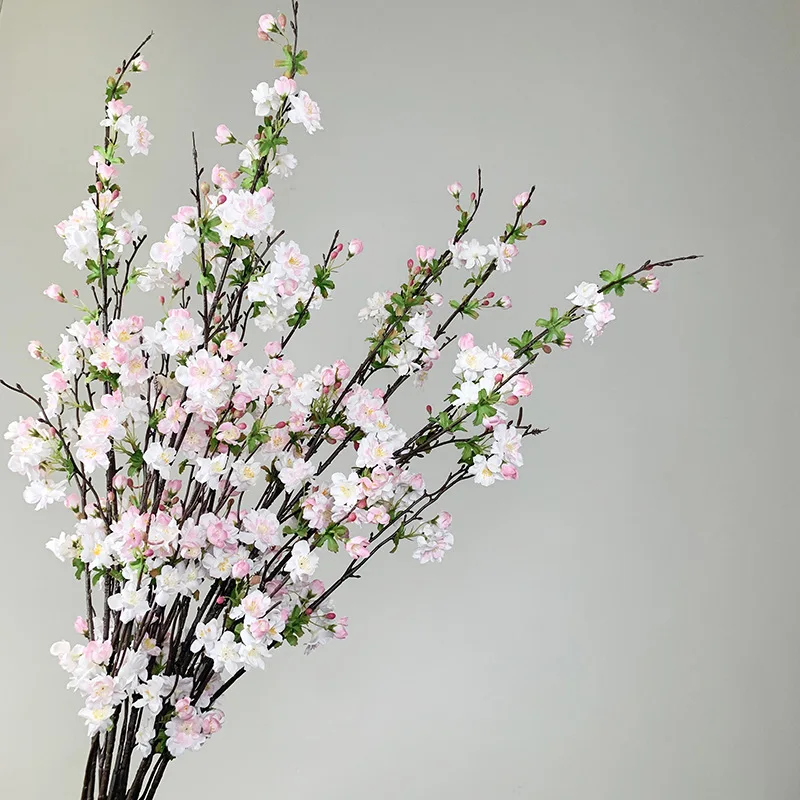 Lifelike Silk Peach Blossom Artificial Cherry Blossoms
