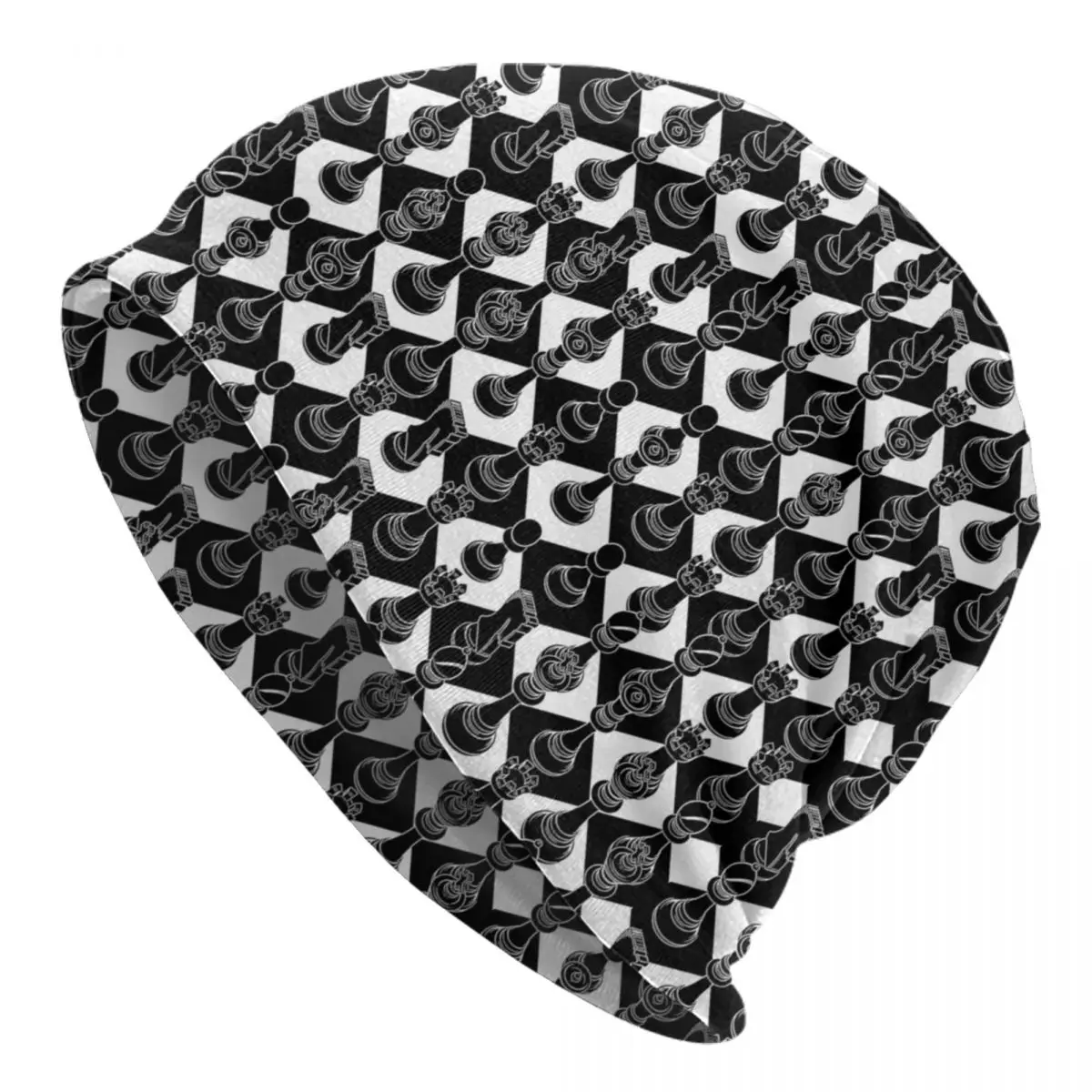 

Isometric Chess Piece Black Beanies Caps For Men Women Unisex Streetwear Winter Warm Knit Hat Adult Chessboard Lover Bonnet Hats
