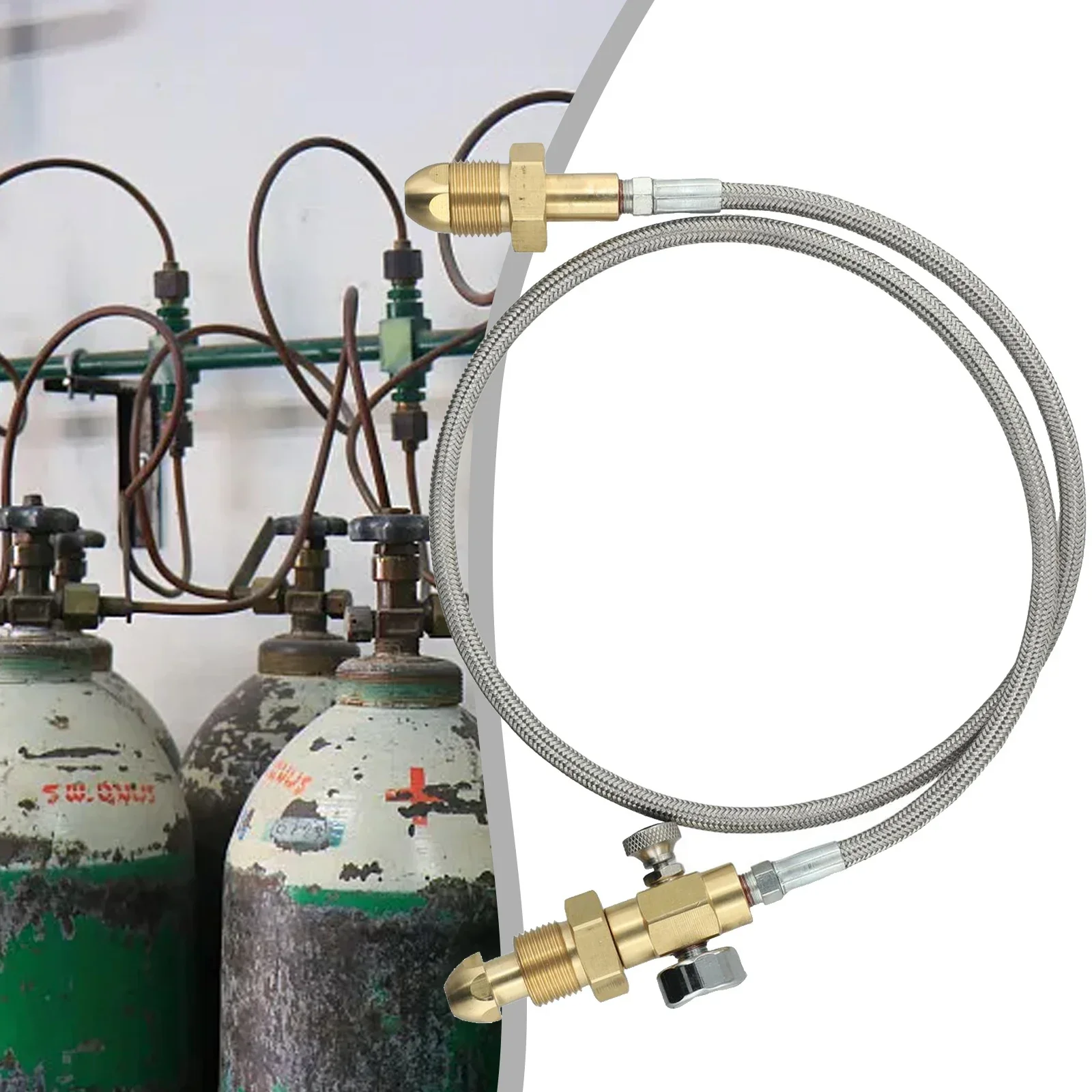 Nachfülladapter Schlauch Für BS 341 Nr. 3 Argonflaschen – G5/8" Gewinde, 90 Cm Edelstahlgeflecht, 2000 Psi