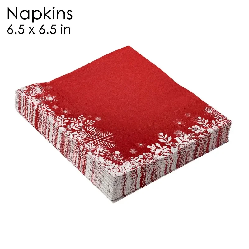 Christmas Red Snowflake Paper Napkins 33cm 2Ply 10/20pcs Christmas Decoration Supplies Ice Festival Party Printed Napkins paper napkins,tissue paper decoration
