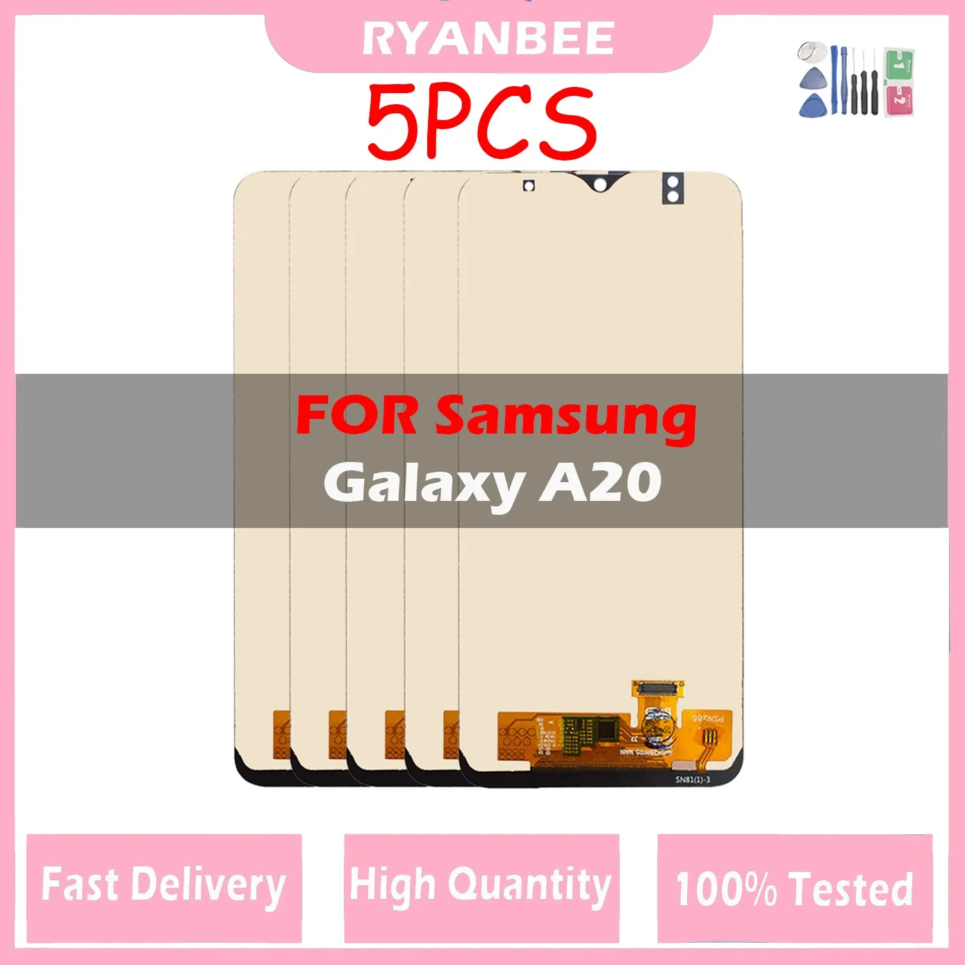 5 Pz/Lotto Nuovo Lcd Per Samsung Galaxy A20 Display Lcd Touch Screen Digitizer Con Gruppo Telaio Per Samsung A20 Sm-A205F A205Fn
