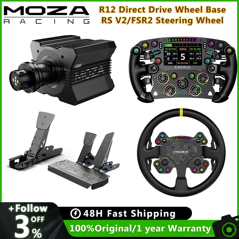 MOZA Racing R12 Base de roda Design leve 12 N · M Torque