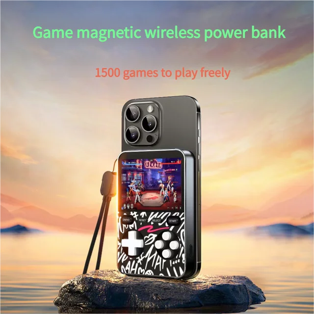 New 5000mah Magnetic Wireless Charger Powerbank For iPhone 16 15 Phone Backup Battery Power Bank with 1500 Game Console