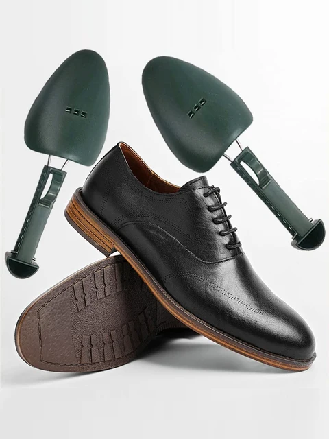 1pair Unisex Black Adjustable Plastic Shoe Trees, Pu Leather Shoe Lasts, Sports Shoe Shapers, Shoe Stretchers, Shoe Covers. 2