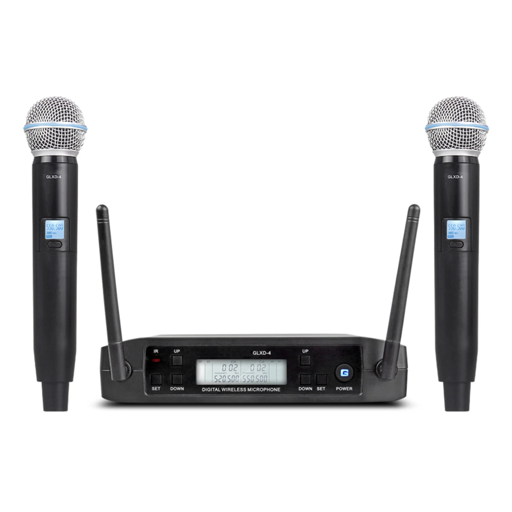 

GLXD4 Wireless Microphone 2 Channels UHF Professional Handheld Mic for Stage Party Karaoke Church Meeting EU Plug