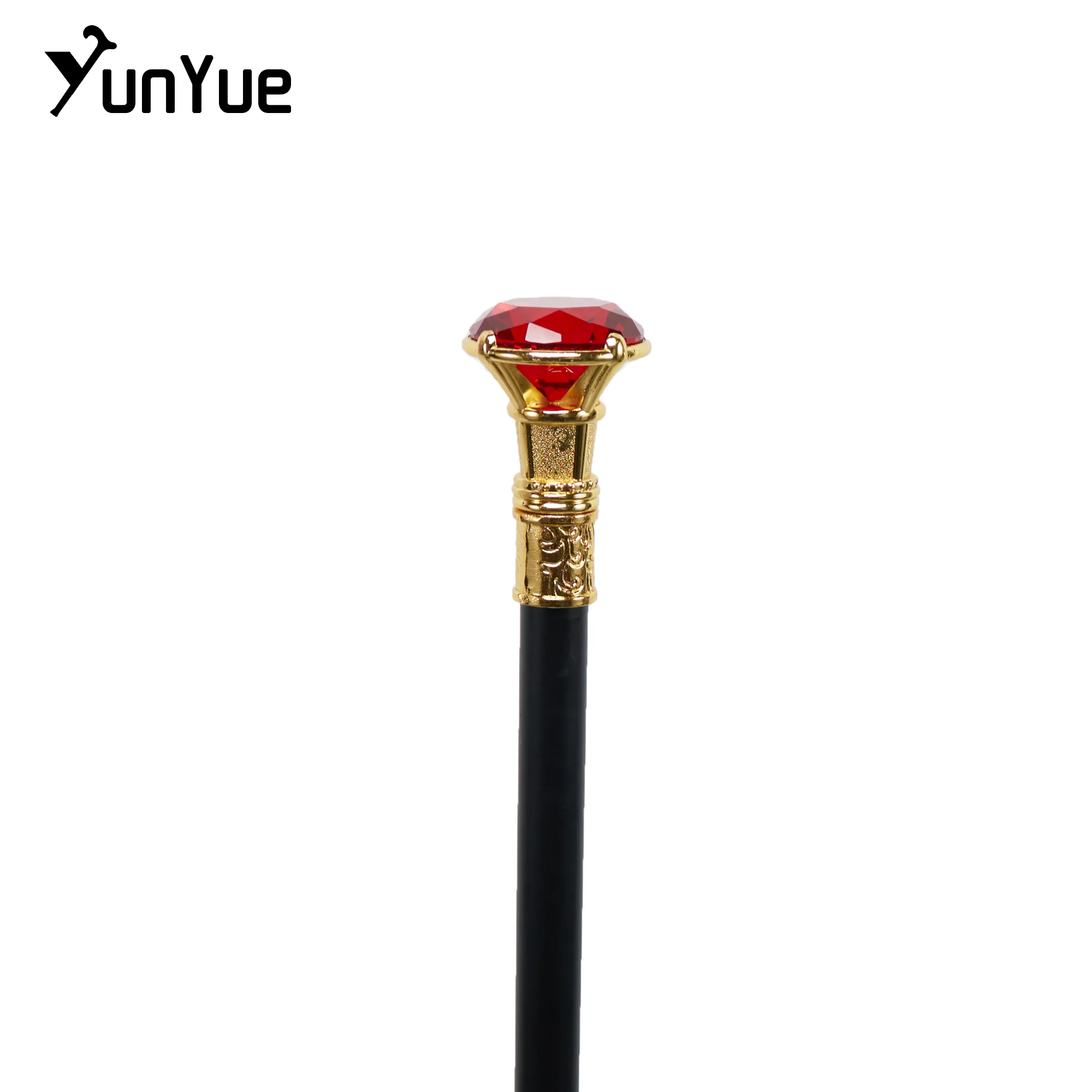 Gold Red Diamond Type Walking Cane Gentleman Elegant Fashion Art Decorative Walking Stick Lady Vintage Party Cosplay Sceptre