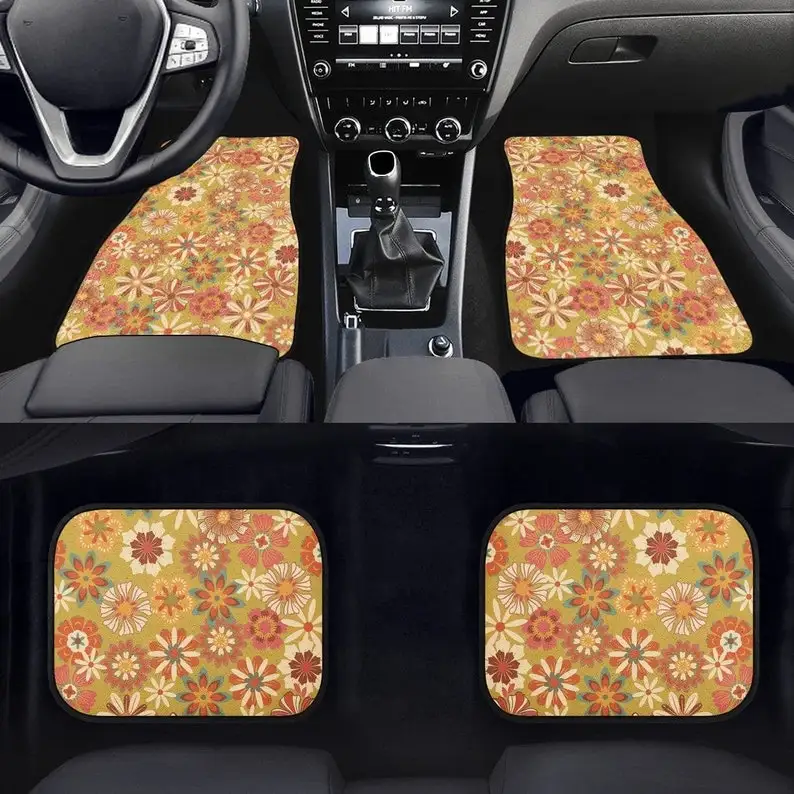 

Boho Hippie Car Mats, Car Accessories For Women, Olive Car Floor Mats, Floral Aesthetic, Cute Car Accessories, Hippie Car Mat, C