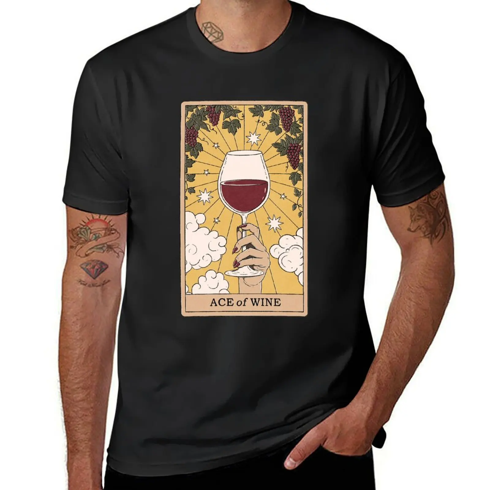 Ace of Wine T-Shirt summer tops funnys Men's cotton t-shirt