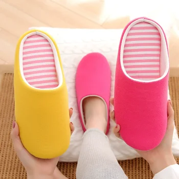 Women's Indoor Wooden Floor Japanese Pure Color Cotton Slippers Chicken Rolls Four Seasons Warm Slippers (Autumn/Winter) 1