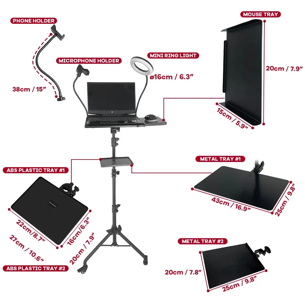 Selens-ノートブック パレット プロジェクター トレイ ホルダー アルミニウム コンピューター PC タブレットスタンド 写真アクセサリー用の調整可能な三脚 : Selens (セレンス) 写真撮影用ノートパソコン