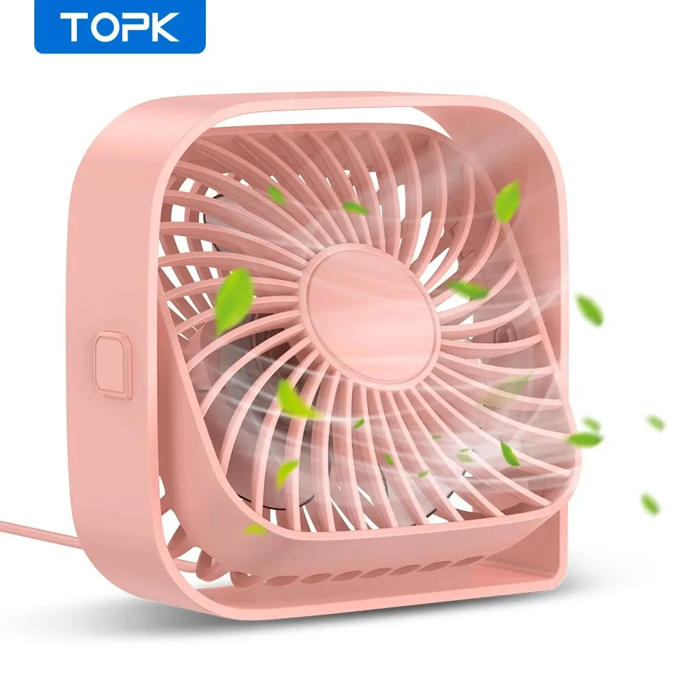 Compact USB Desk Fan with 3 Quiet Speeds and 360° Rotatable Head