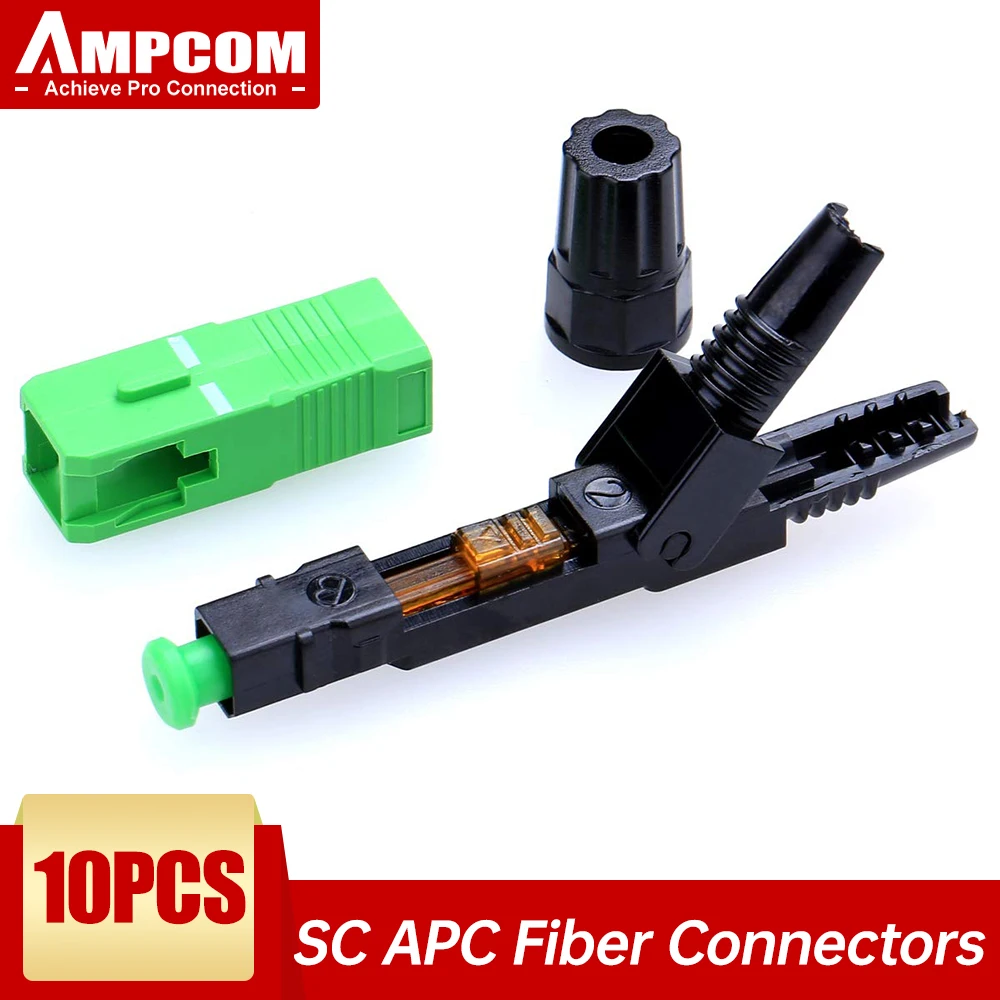 100pcs LEITE SC UPC Fiber Optic Quick Connector with Matched Tools Fiber Reusable Connectors Single Mode SM 9/125 Mechanical Fast Connectors Adapter for FTTH CATV Network Instrument 