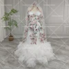 Customized Fairy Colorful Embrioiderey Puffy Wedding Dress Off Shoulders Sweetheart Overlay Tulle Bloom Flower Bridal Gowns 2
