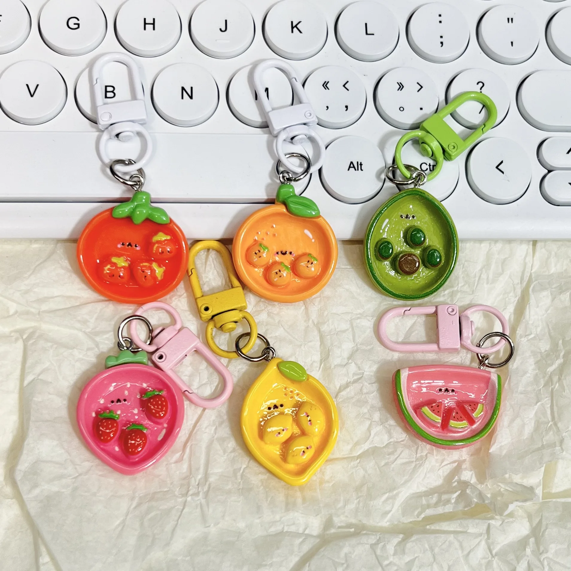 Kawaii Fruit Vegetable Keychain 2025 - Anime Girl Heart Bag Charm, Couple Matching Accessories Gift for Students