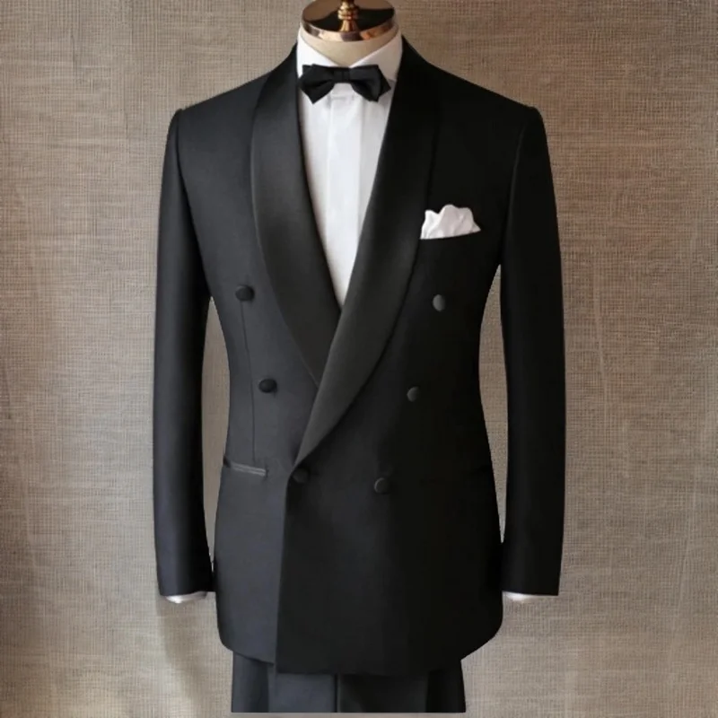 

Black Formal Groom Tuxedos for Wedding Shawl Lapel Slim Fit Men's Suits 2 Piece Male Fashion Jacket with Pants 2023