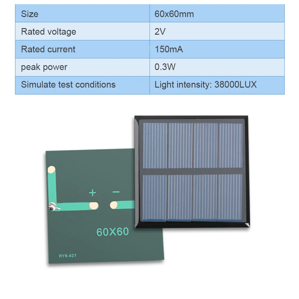 1PCS 0.5/2/5/6/12V 100/115/125/150/160/250/300MA Solar Panel Battery Module Polysilicon Epoxy Board For Solar Street Lights