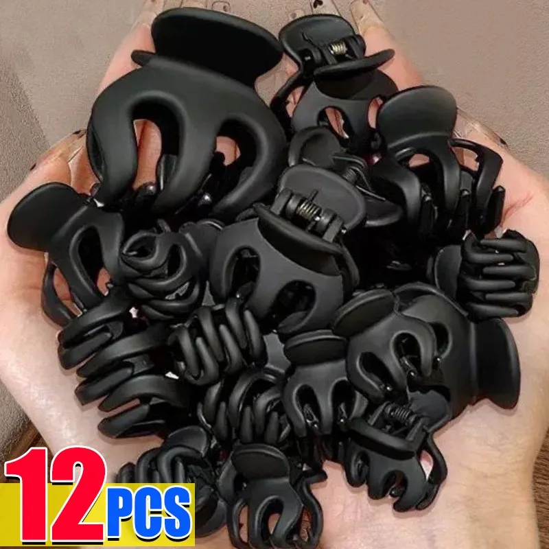

1/12pcs Women Ponytail Hair Claw Clip Black Acrylic Small Hair Claws For Girl shark clips Headwear Barrette Hair Accessories