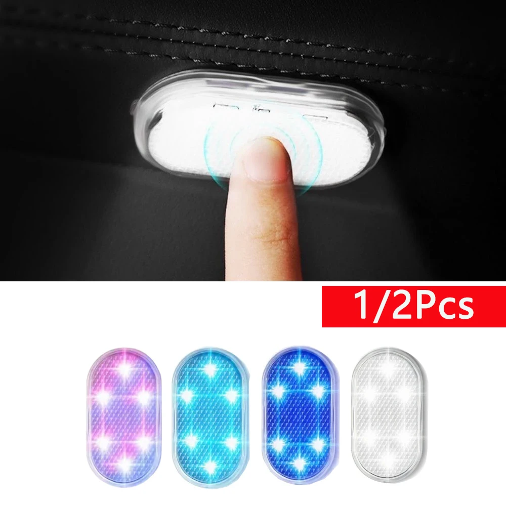 

1-2Pcs LED Car Interior Lights Indoor Car Lighting Ceiling Lamp Night Touch Light Reading Light Auto Roof Magnets Ceiling Lamp