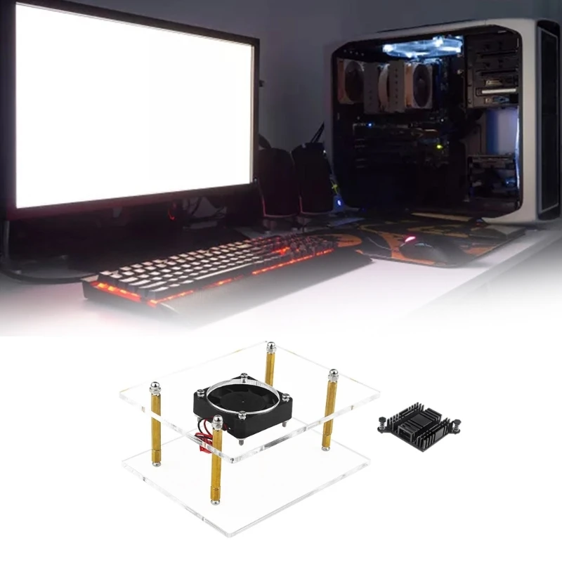 

Case Box forOrangePi 5Plus Transparent Acrylic Cover Case with Heatsink Pads