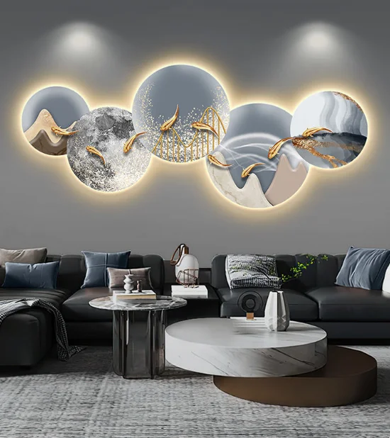 

Светодиодный светильник, картина для украшения гостиной, современный минималистичный фон для дивана, Настенная картина