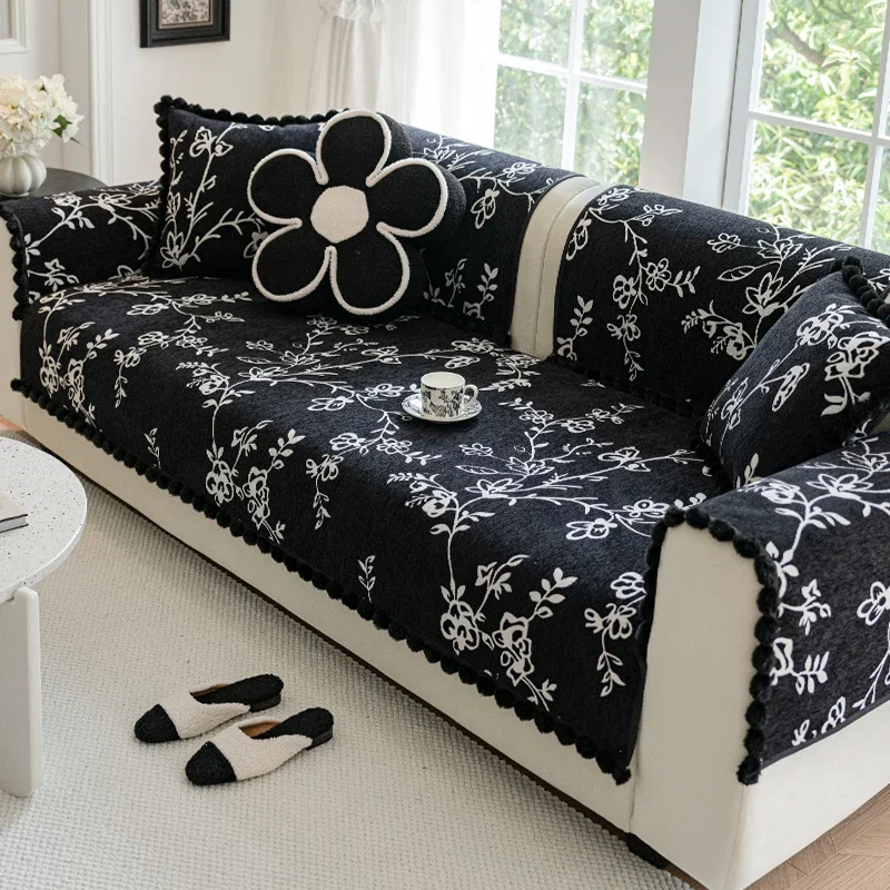 

French Sofa Cushion Chenille Sofa Towels Are Universal All Year Round Jacquard Anti Slip Sofas Cover Dustproof for Household Use