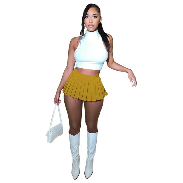 Echoine PU Leather Solid Pleated Fold Mini Skirt Hight Waist Sexy Women  Skirts Streetwear Party Club Min Skirt Summer 2023 New - AliExpress