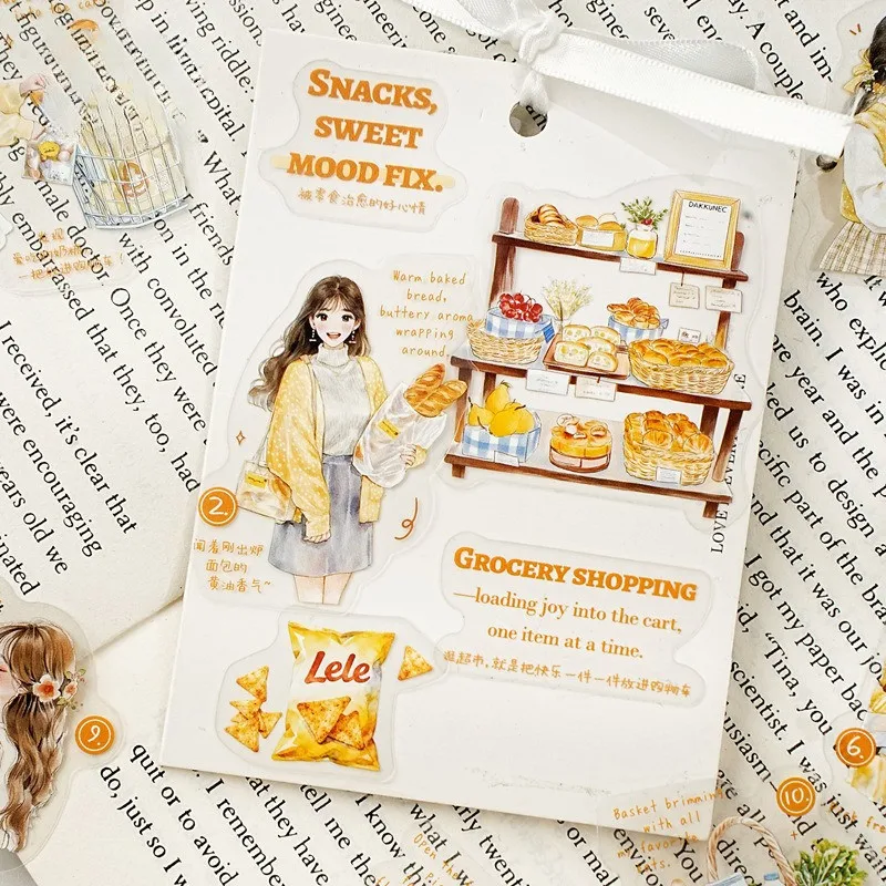 15개입 스크랩북 스티커, 저널링 용품, 투명 저널 스티커, 정크 저널 용품