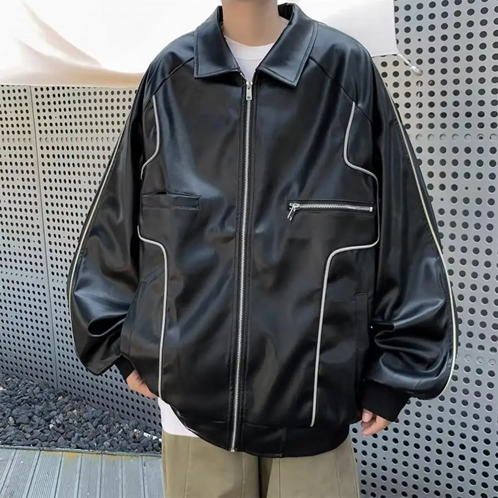 

Stylish Adults Coat Faux Leather Autumn Winter Warm Female Men Jacket Loose Fit Soft Men Coat for Daily