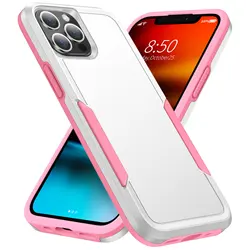 Armor Shockproof Phone Case with Heavy Duty TPU Bumper and Hard Plastic Back Cover - iPhone 11 (White - Pink)