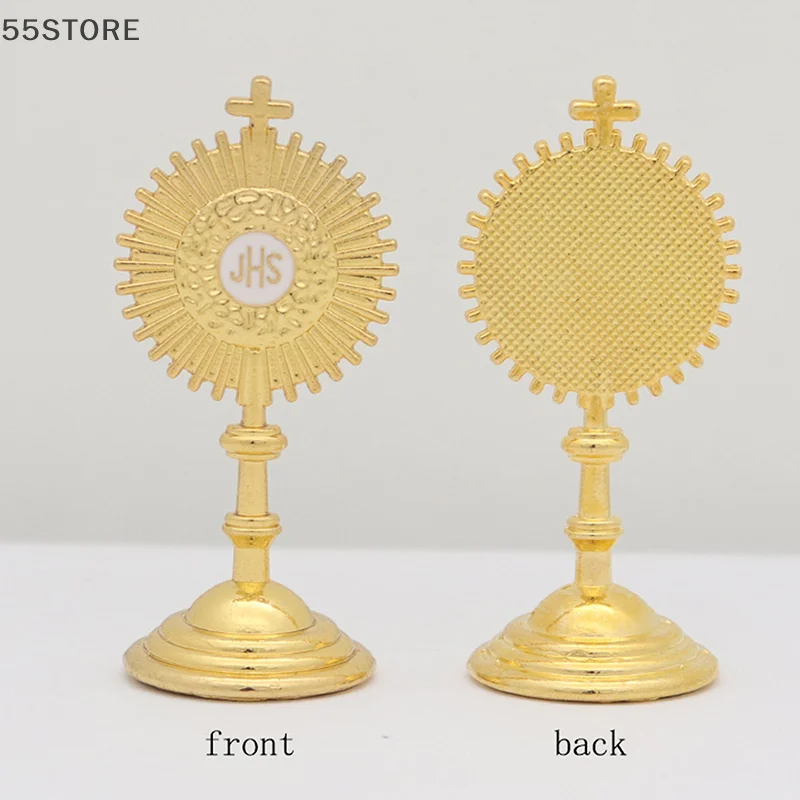 Catholic Christian Communion Statue Gold Jesus Hominum Salvator Home Office Table Decoration Cross Figurine Religion Gift