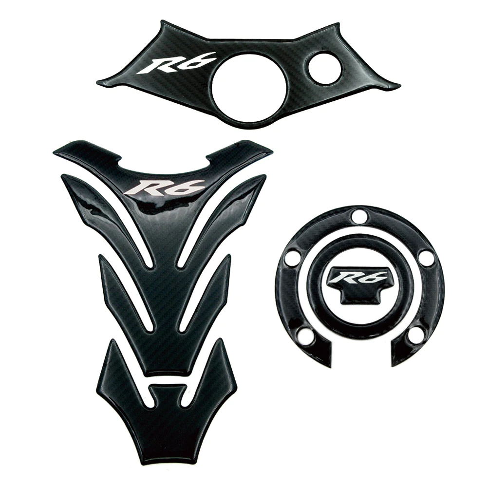 

Motorcycle Carbon Fiber Decal For Yamaha YZF R6 YZFR6 YZF600 2003-2005 Sticker Tank Pad Oil Gas Cap Cover Triple Clamp Protector