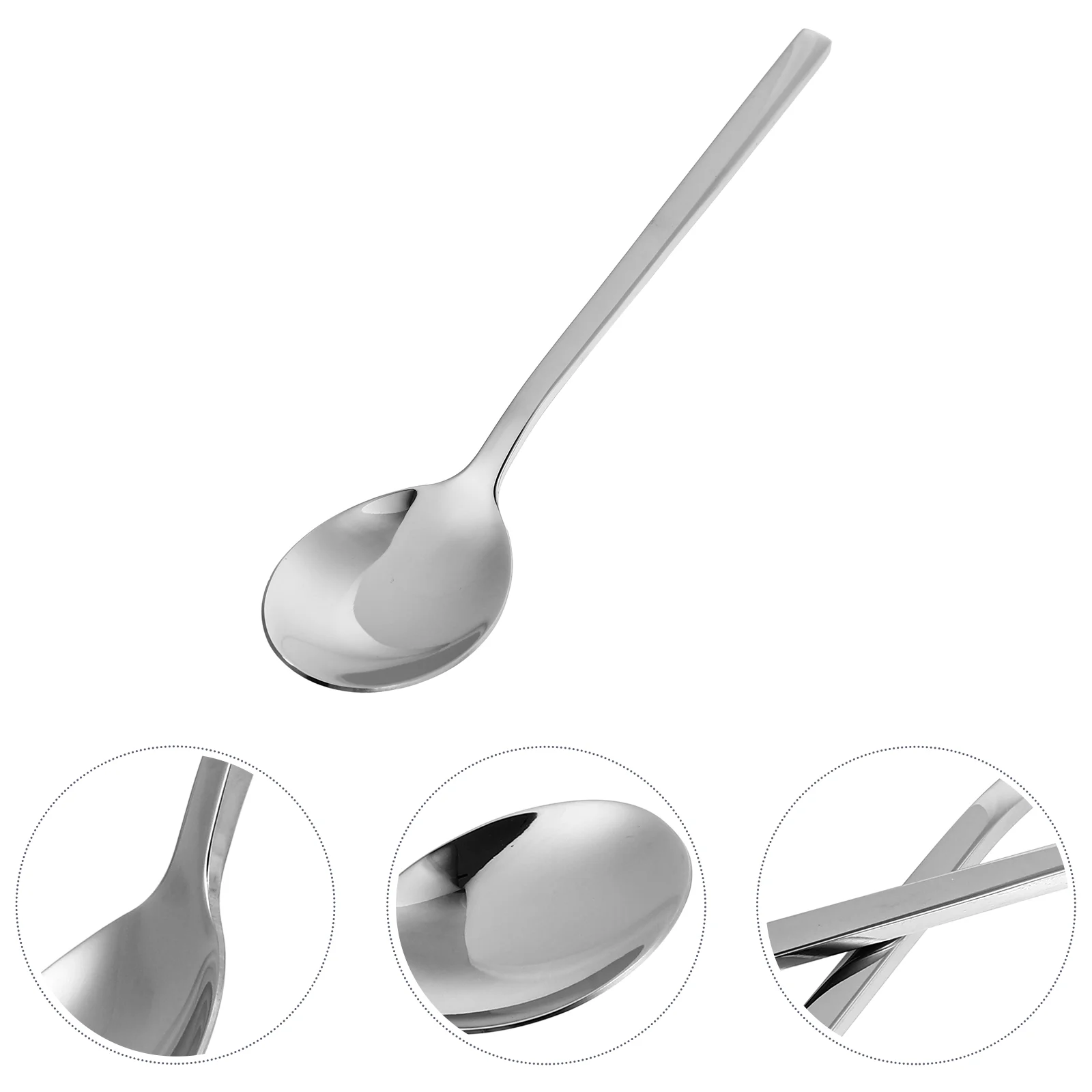 Stainless Steel Dessert Spoon Square Handle With Cake Long Yogurt Mixing Spoons