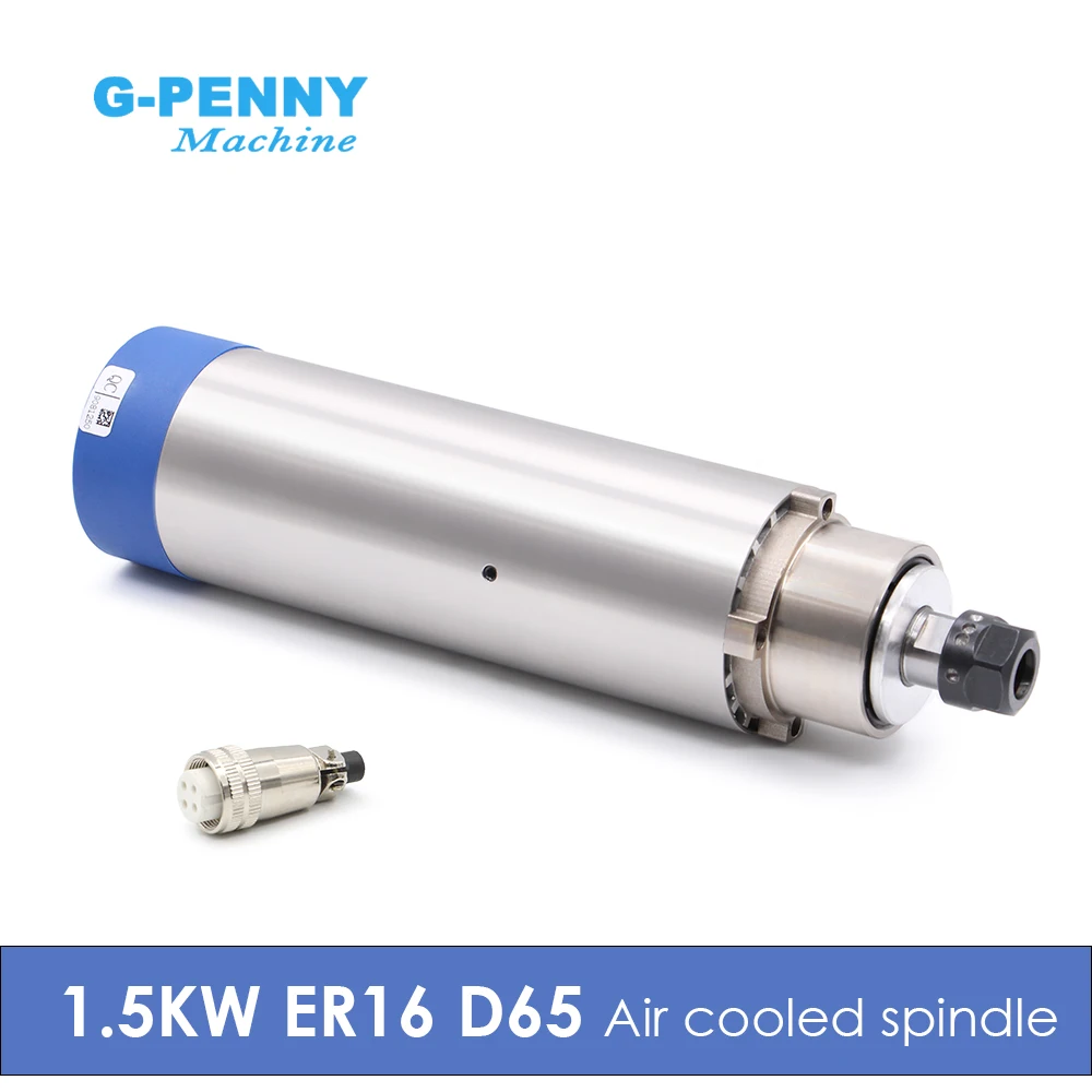 Air Cooled Spindle Motor 1.5kw ER16 D = 65mm 400Hz Air cooled spindle 4pcs bearings 24000rpm wood working spindle motor