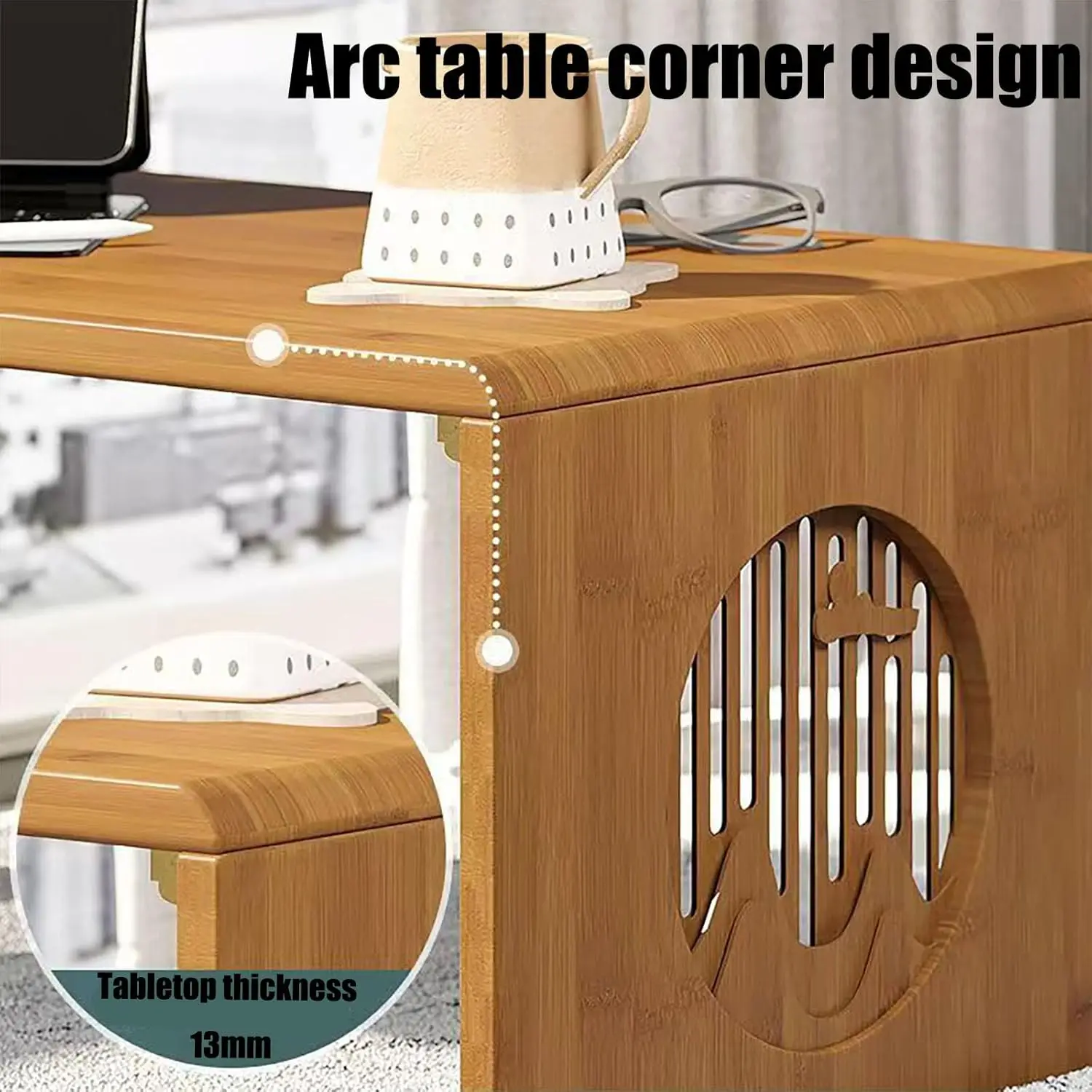 Coffee Table Bamboo Japanese Floor Table No Assembly Japanese Coffee Table Low Tatami Table, Unique Portable Solid Wood Japanese 5