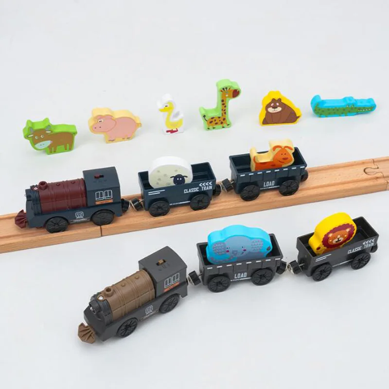 전기 기차 세트 연결 가능한 합금 전기 소형 기차 토마스 브리오 Mi Tu 나무 트랙 장난감과 호환 가능