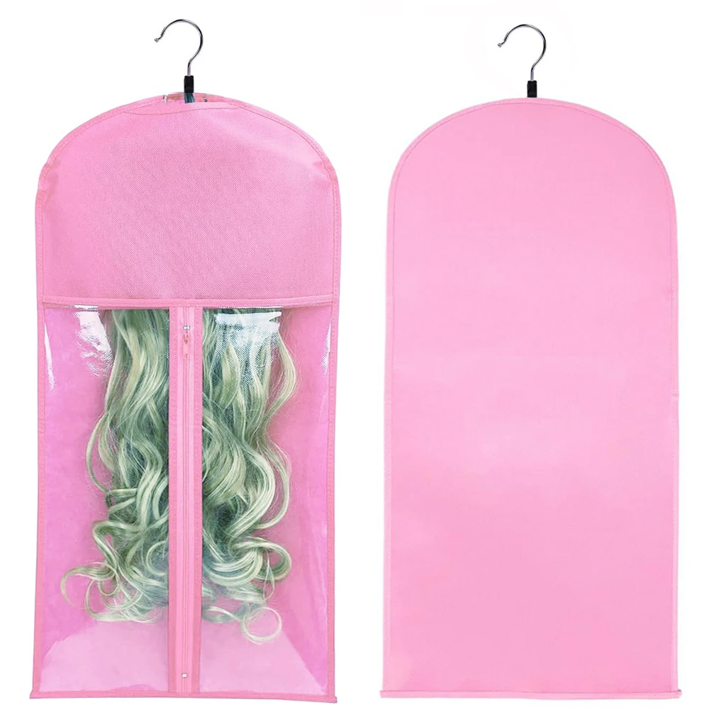 Hair Extensions Hanger with Storage Bag Hairpieces Storage Holder Wigs Carrier Case for Store Style Hair Black Color