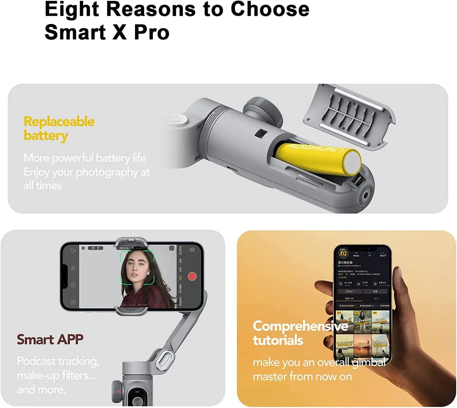 Handheld Gimbal Stabilizer Wireless Charging LED Display Light Focusing Wheel for Smartphone Smart X Pro 3-axis Universal Joint