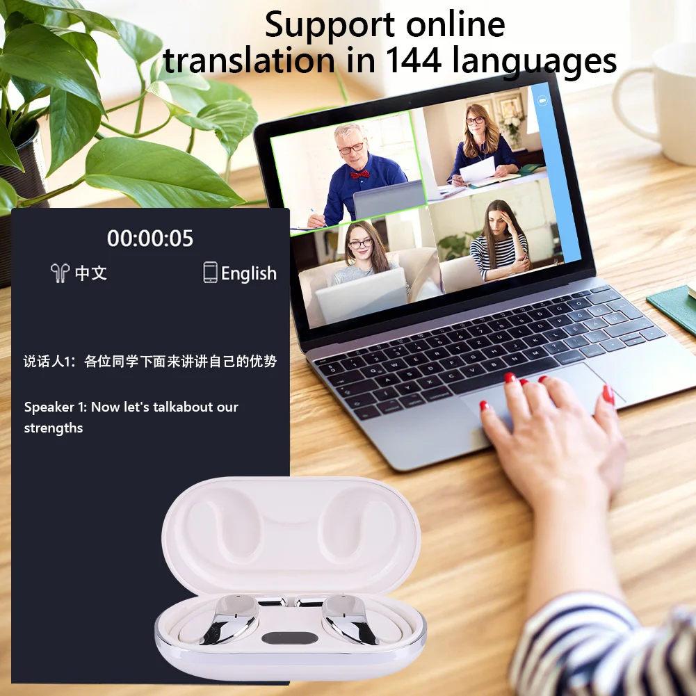 144 Languages Instant Translator Earbuds Wireless Bluetooth Translation Headphones Smart Voice Real Time for Travel Business