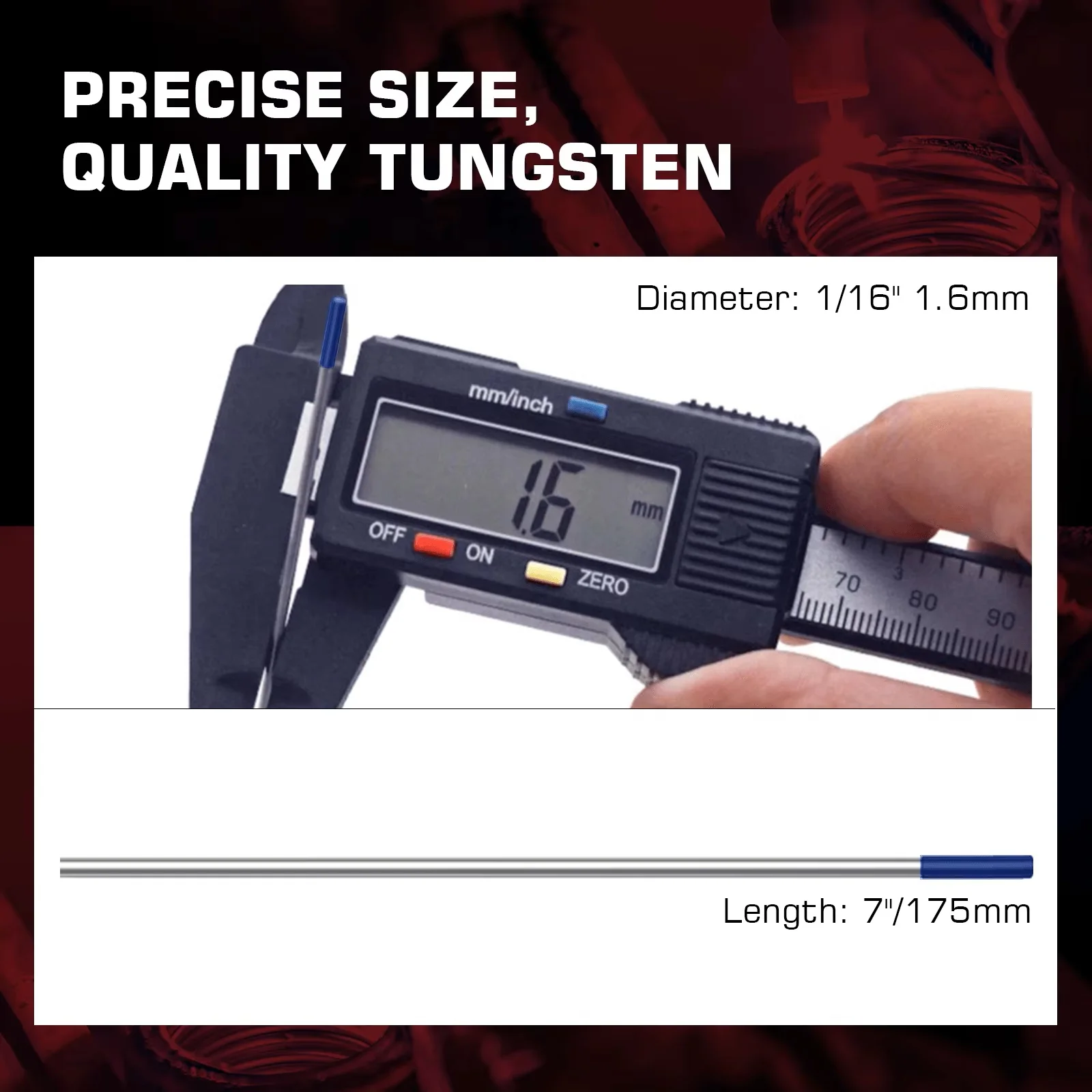 Tungsten Electrode tungsten electrodes 175mm/7" 1.6 2.4mm for Tig Machine ARCCAPTAIN TIG Welding