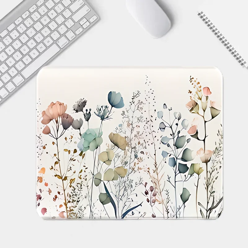 Stylish floral print mousepad, extended desk mat, 35.4x15.7in, long mousepad with non-slip rubber base, ideal for gamers, home o 4