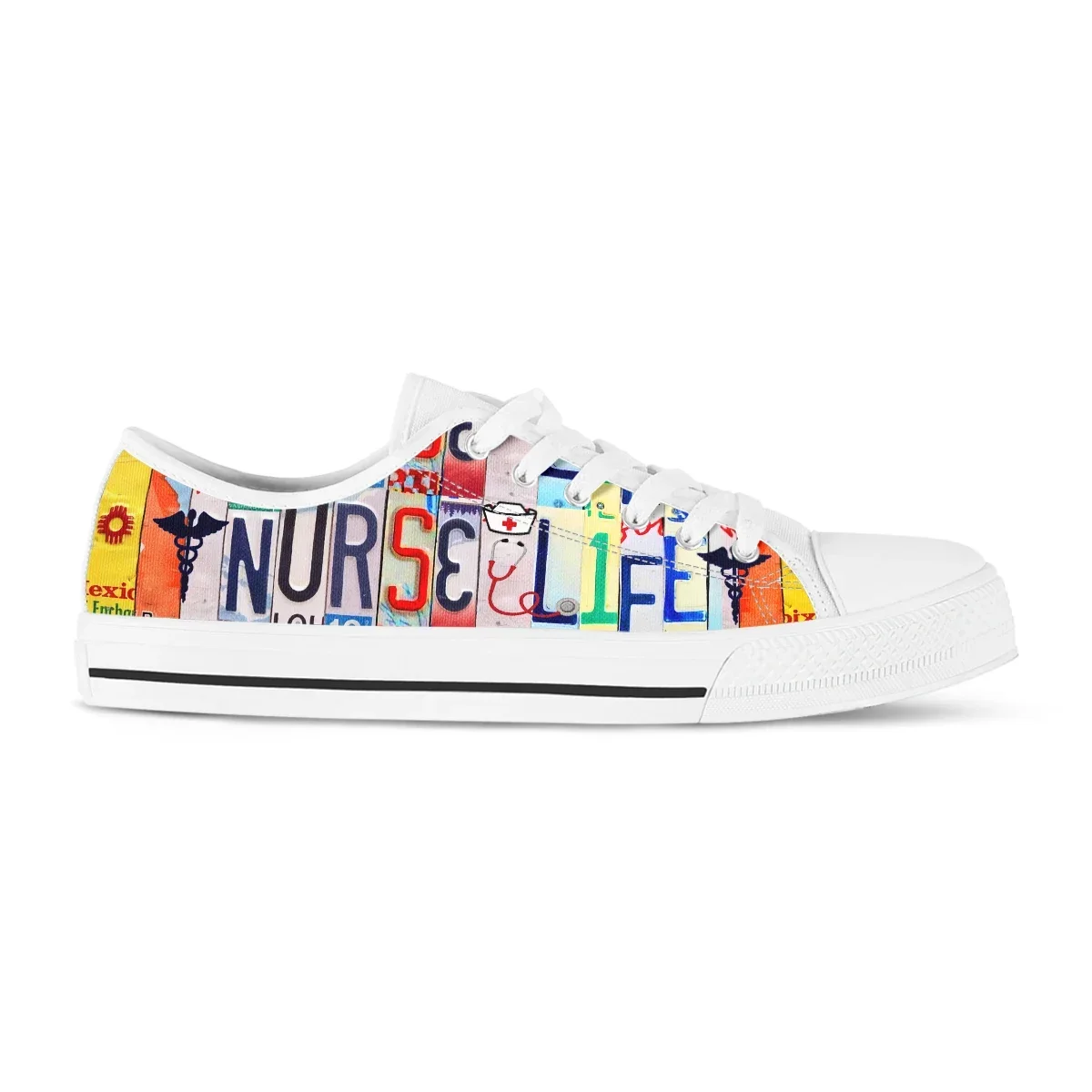Shoes License Plate Nurse Life Design Canvas Low Top Flat For Girl Vulcanize Female Casual Sneakers