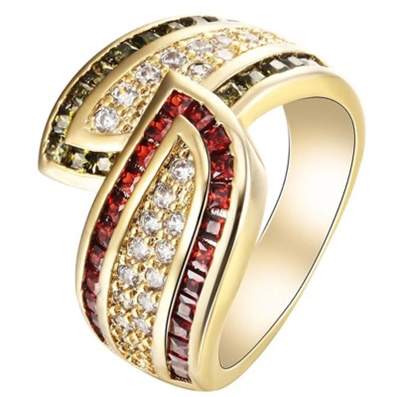 Fashion Ring Micro Pave Stone For Women Men Red Wedding
